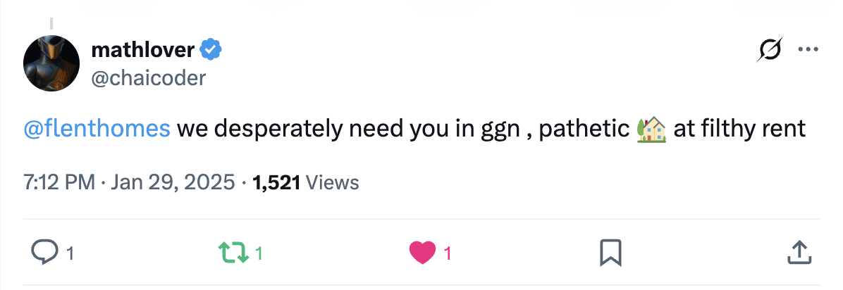 Social proof from a Flent tenant on X